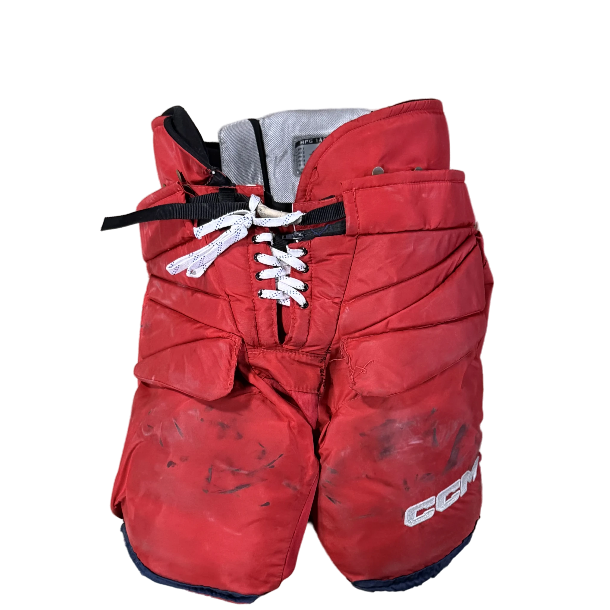 Pantalon de gardien de but CCM HPG14A NHL Pro Stock d'occasion (rouge/bleu marine)